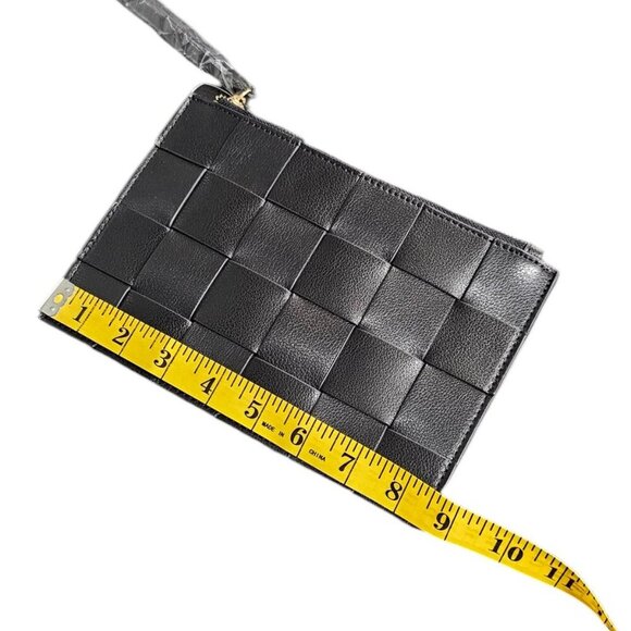 Anthropologie Woven Wristlet Wallet - Polyurethane Small Bag, Black, NWT - Picture 2 of 8